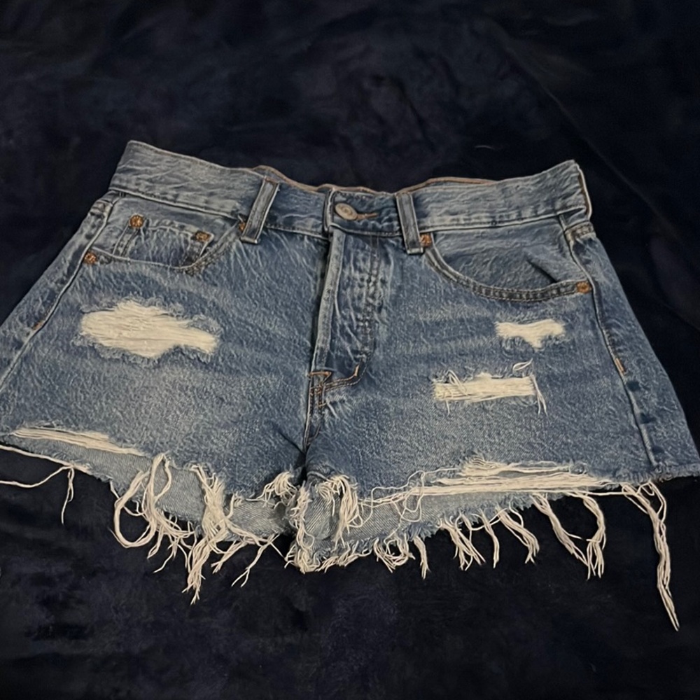 Aeropostale Blue Vintage Jean Shorts with Distressed Details